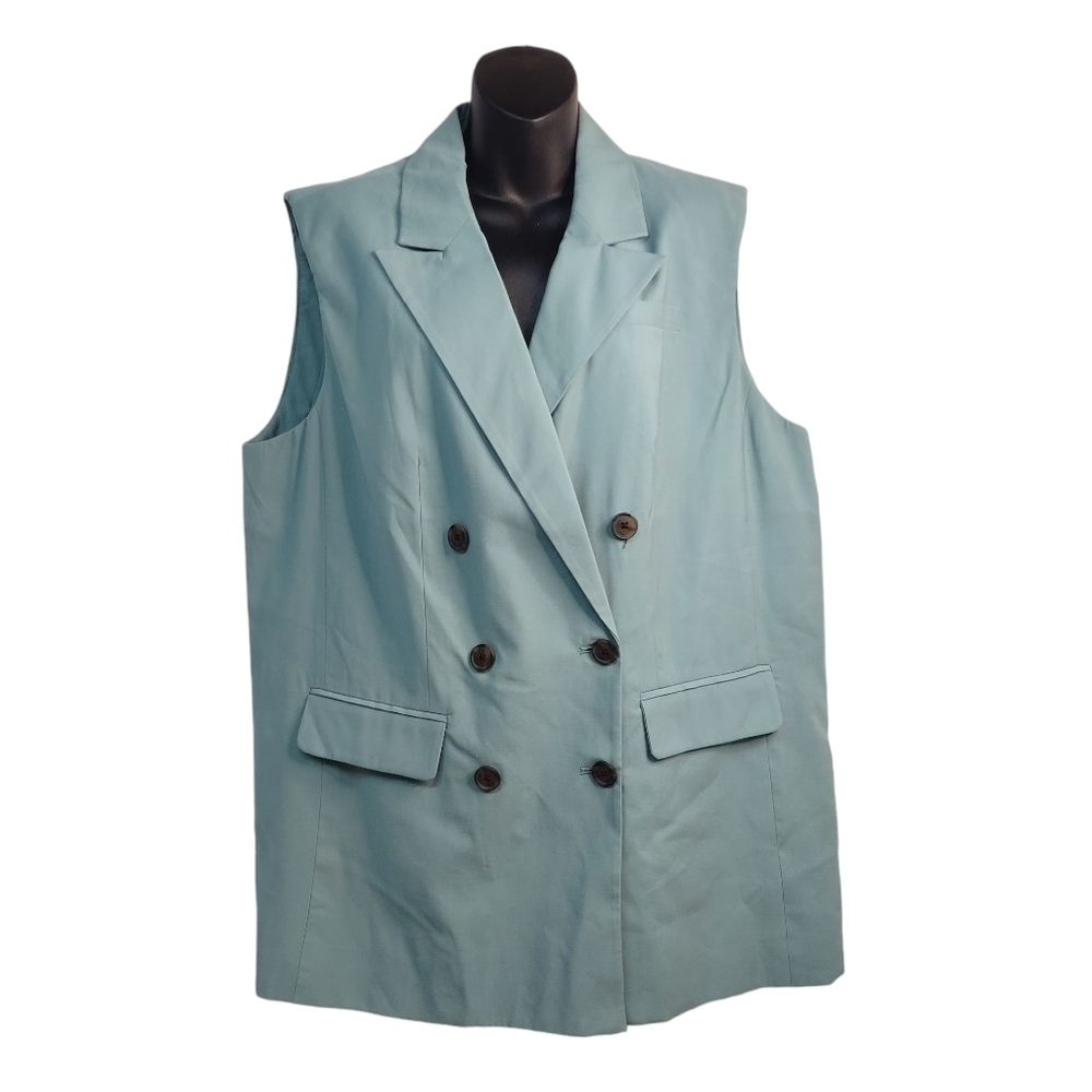 A New Day Jacket Vest Women's Teal Double Breasted Size L Nwt